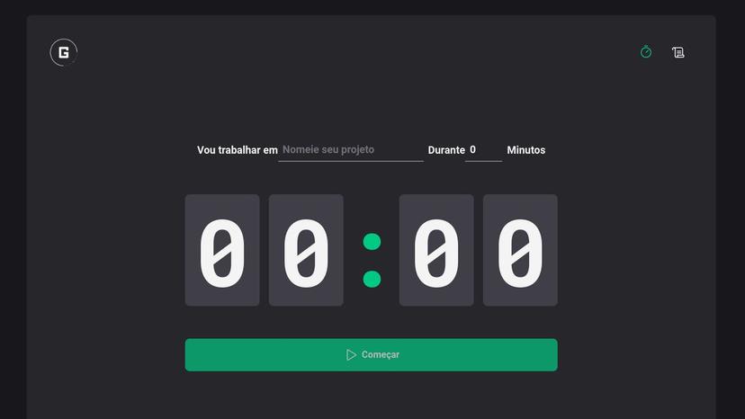 Tela do projeto pomodoro